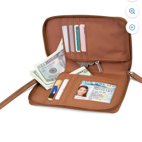 Mundi RFID Vegan Leather Crossbody Wallet With Phone Pocket Brown Sugar - Picture 10 of 13